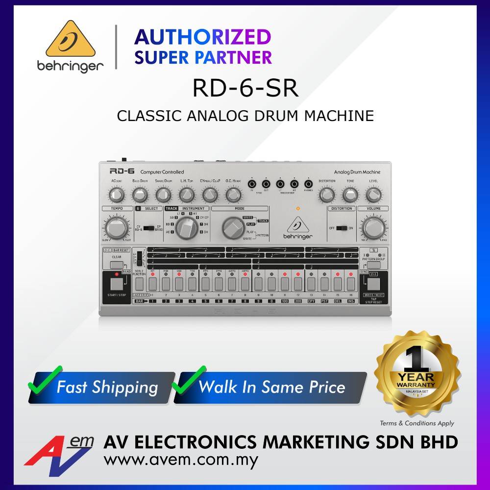 BEHRINGER RD-6-SR Classic Analog Drum Machine with 8 Drum